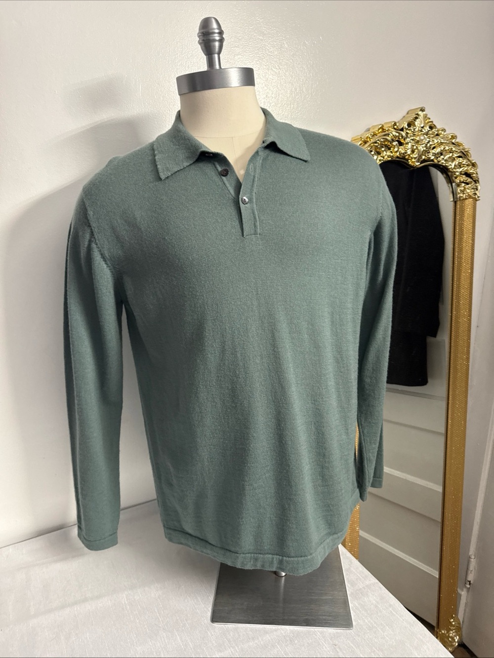 Peruvian Connection Men's Sage Green Long-Sleeve Polo
